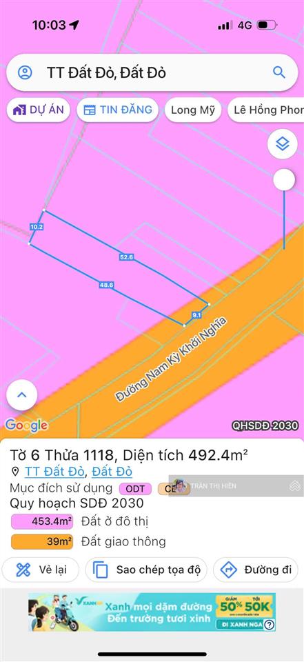 Mặt tiền đường nam kì khởi nghĩa  đất đỏ  492m2  quá ngộp