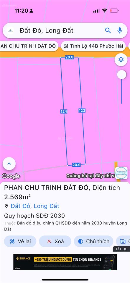 Mặt tiền phan chu trinh  tt đất đỏ  siêu rẻ 2550m2 chỉ 5.5tỷ tl