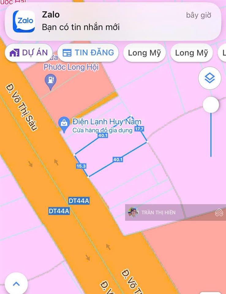 Mặt tiền trục chính võ thị sáu về biển phước hải 1.5km  637m2  15x40m siêu đẹp