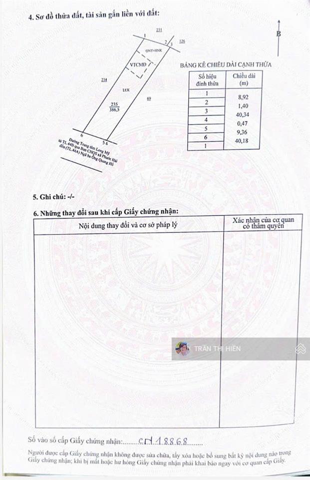 Chủ kẹt hạ giá siêu tốt  10x40m ngay khu trung tâm phước hải chỉ 2.5 tỷ