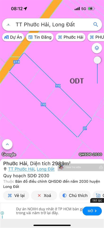 Đất nhà vườn gần biển phước hải  2972m2  27m x 110m, có sẵn 280m2 thổ, view núi  gần hồ sở bông