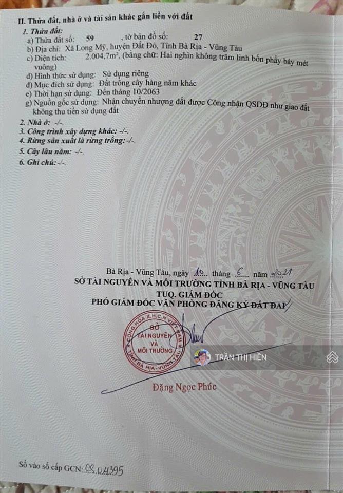 Đất 2 mặt tiền trước sau phước hải  siêu đẹp  2000m2  21x94m cần bán gấp