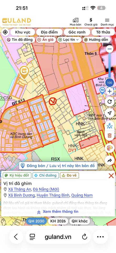Bán đất tại đt 613, 800 triệu, 400 m2, hướng tây bắc