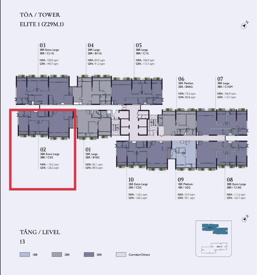 BÁN căn hộ Duplex tòa E1 (Elite 1) Lumi Hà Nội 3PN - 128m2 tầng trung giá chỉ còn 11.3 tỷ
