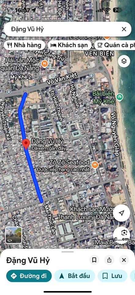 Bán lô đất ngang 6,4 m đường ô tô đặng vũ hỷ gần võ văn kiệt sơn trà, gần biển giá tốt 10,5 tỷ/122m