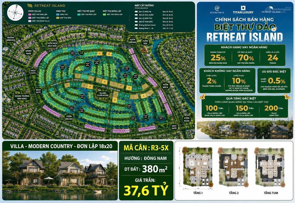 Cắt lỗ 2 tỷ  biệt thự đảo eco retreat long an