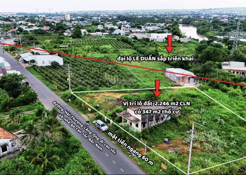 Chính chủ bán 2246m2 đã có 347m2 thổ cư, mặt tiền đường, hải thượng lãn ông, hàm thuận bắc