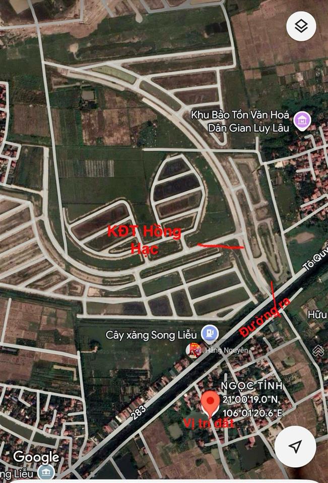Nằm cạnh kđt hồng hạc  song liễu  thuận thành. dt 76m2 full thổ, đường 4m. tiềm năng tốt