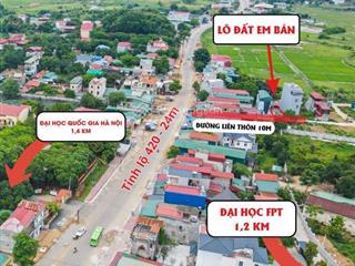 Bán lô đất 100m2 trục chính kinh doanh liên thôn trung tâm xã hạ bằng cách chợ chỉ 300m, gần đh fpt