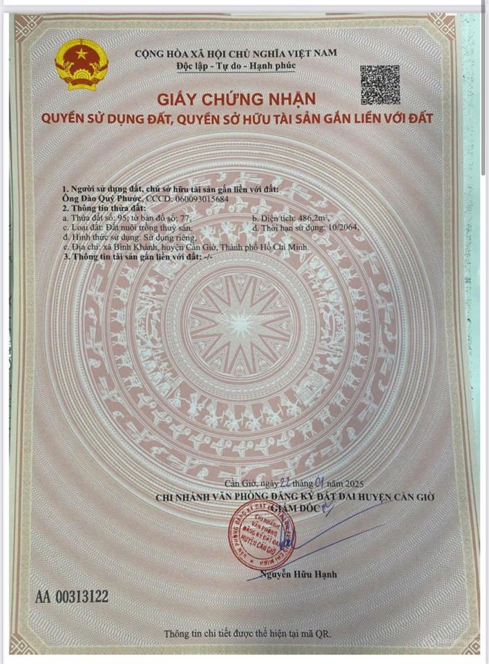 Bán lô đất tại xã bình khánh, cần giờ, hồ chí minh  0918 182 ***