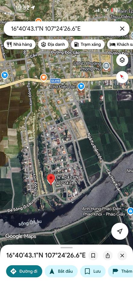 Đất 2 mặt tiền giá rẻ kqh thôn giáp nam  điền lộc, phường phong phú, tp huế