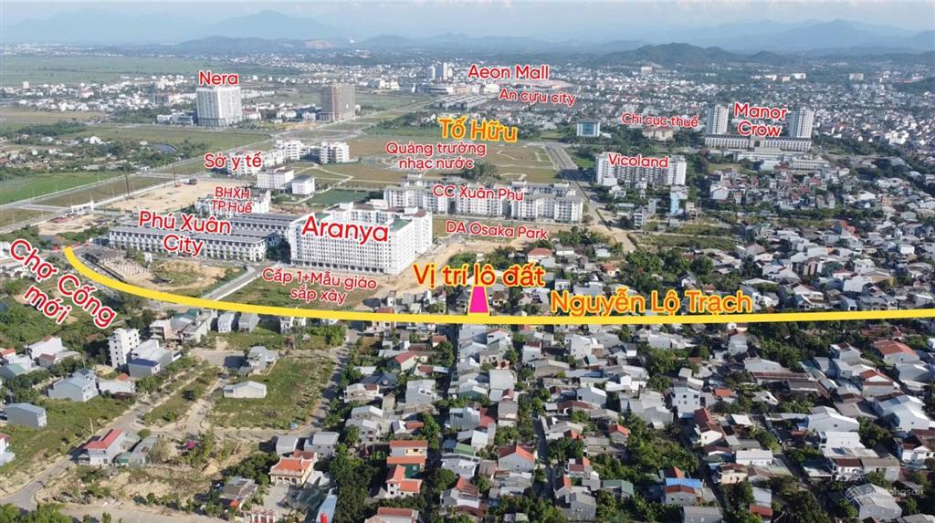 Đất mặt tiền nguyễn lộ trạch. cạnh bên chợ cống mới. gần phú xuân city, osaka park house