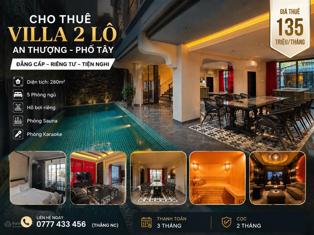 Cho thuê villa 2 lô góc khu an thượng phố tây đẳng cấp