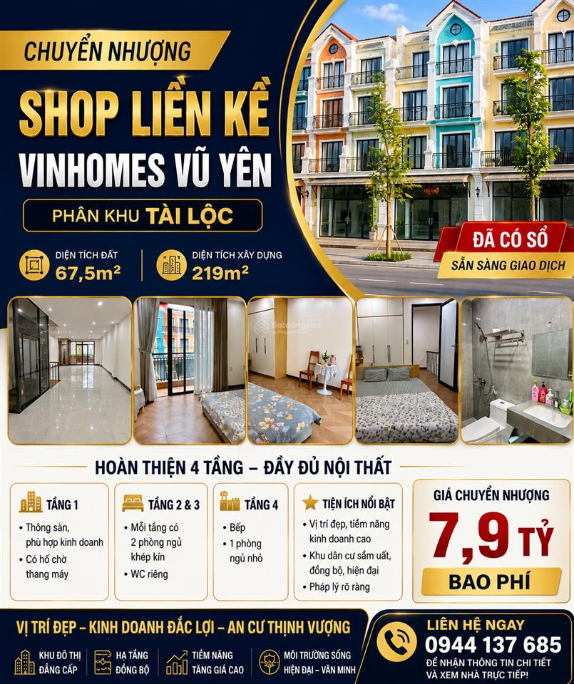 Bán nhà biệt thự tại tài lộc, 7,9 tỷ, 67,5 m2, giá ưu đãi
