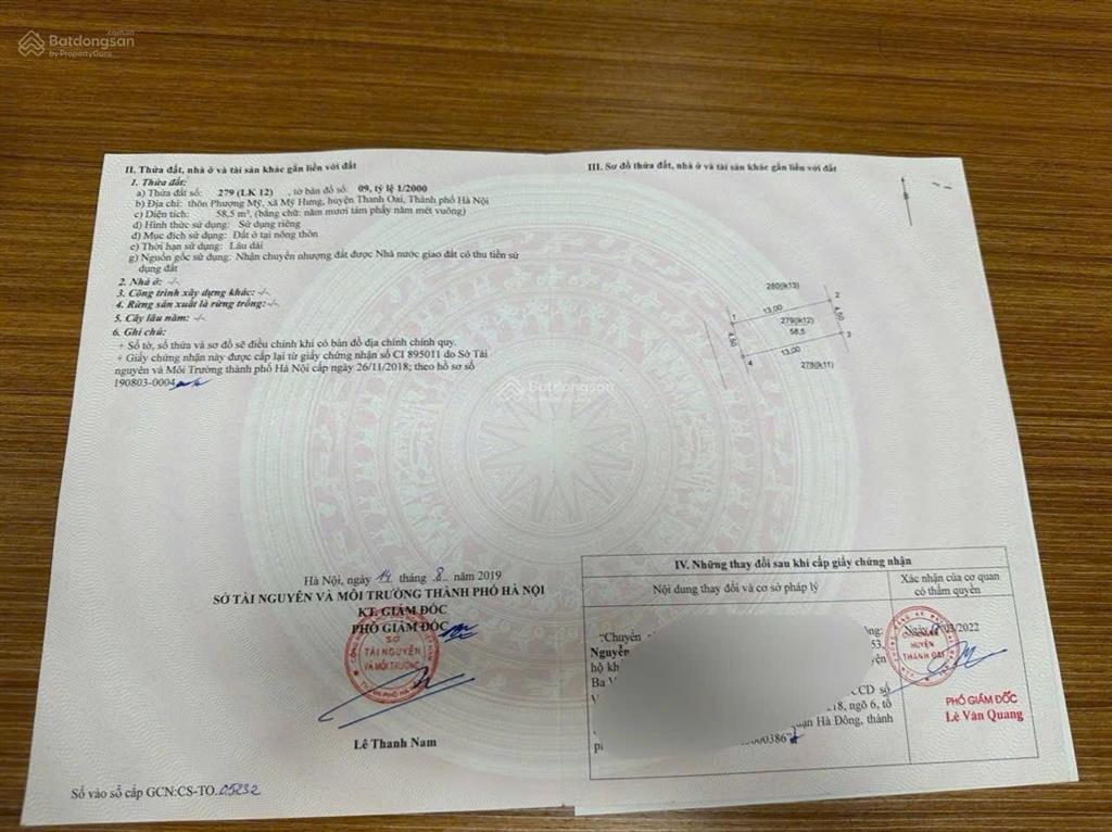 Bán lô đất đấu giá đình quãng mỹ hưng dt58.5m