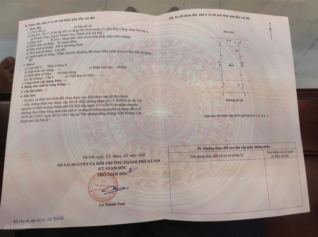 Chính chủ bán lô đất 54,5m khu tập tể lữ đoàn 99 dư dụ 1 đường oto