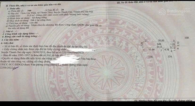 Chính chủ bán lô 51m gia vĩnh thanh thuỳ 51m ngõ 0to