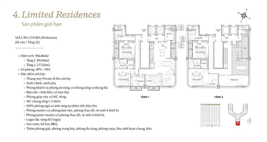 Căn penhouse vip nhất dự án, diện tích ~600m2 view sông hồng, hồ tây, trung tâm thủ đô