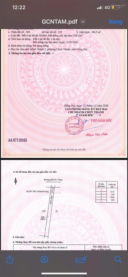350m2 nhựa dh01 phường chơn thành giá đầu tư