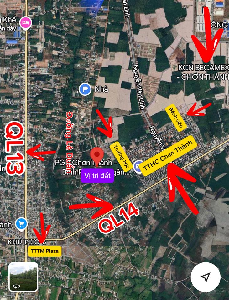 5x43m x 50m2 thổ cư đất kp. trung lợi, p. chơn thành, giá đầu tư