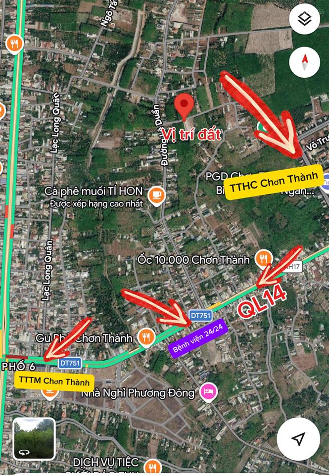 500m2 nhựa kp. trung lợi p. chơn thành, sẵn 60m2 thổ cư giá đầu tư