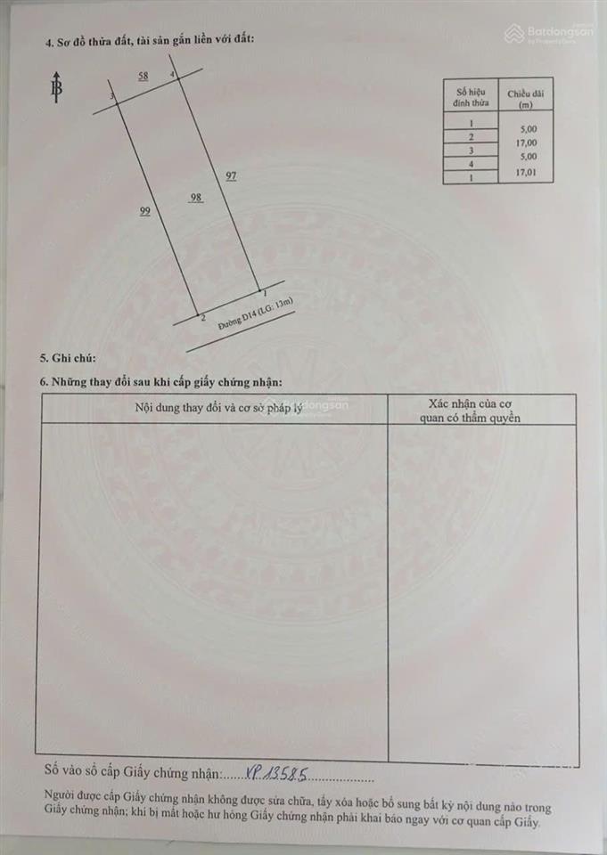 Đất kdc phúc hưng 5x17m shr (799tr=100%)