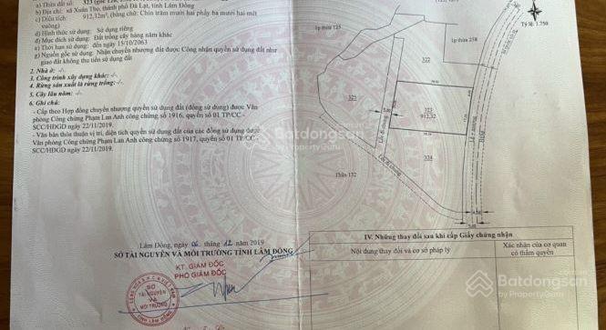 Lô đất 912m2 xuân thọ đà lạt  full xd đường đa quý  19tỷ  có view cách đường chính q.lộ 20 500m