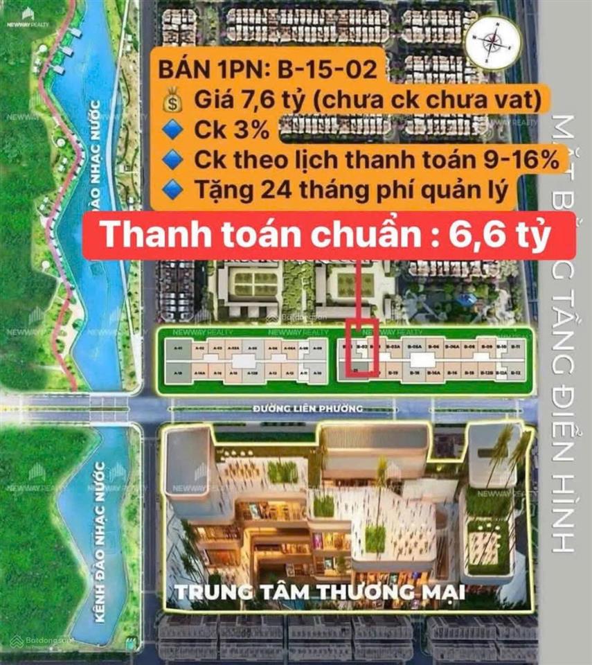 Cần bán căn hộ 1pn tầng 15 siêu đẹp, mua đợt 1 ưu đãi tối đa 19%, view nhạc nước, bán bằng giá hd