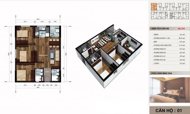 Chính chủ bán gấp căn hộ 69m² giá 4.25 tỷ  3pn, 2wc tại the vesta phú lãm!