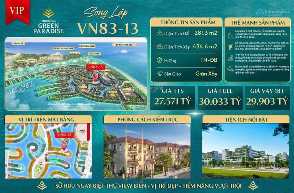Biệt thự song lập biển hồ  độc quyền voucher 810%
