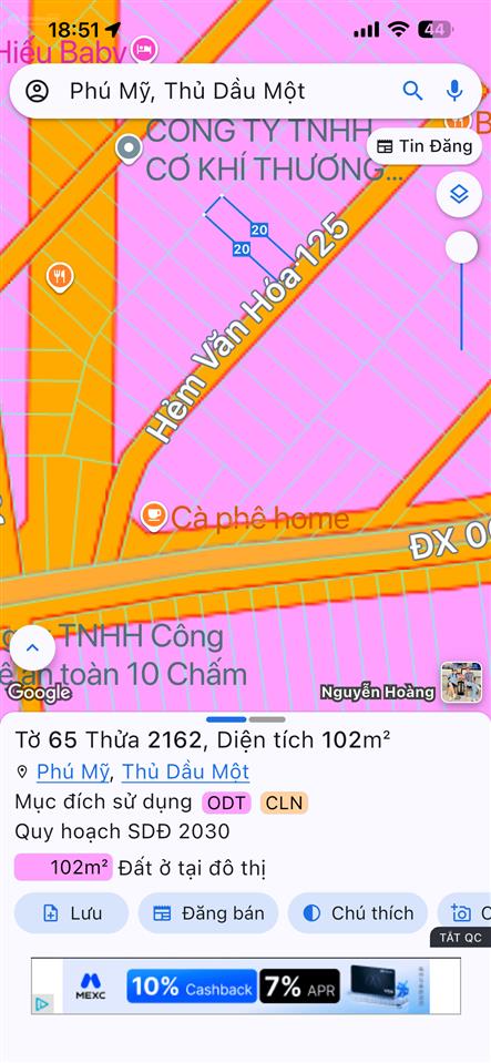 Bán đất phú mỹ vị trí đẹp, giá tốt nhánh đx 006, phú mỹ diện tích 5,1m x 20m thổ cư 80m