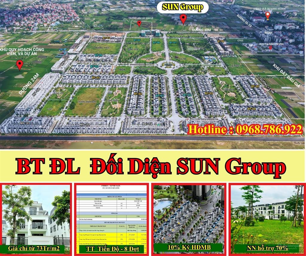 Biệt thự trục 24m gần sun group giá chỉ 85.3tr/m2