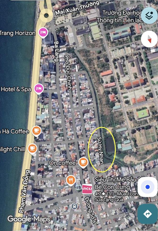 Bán đất (100m2, ngang 6m) mặt đường sử hy nhan  gần biển, gần chợ ba làng chỉ 250m. giá 7.5 tỷ