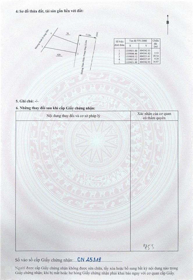 Bán đất (132m2, ngang 5.5m) mặt đường thân nhân trung  cách biển 350m. giá 76tr/m2