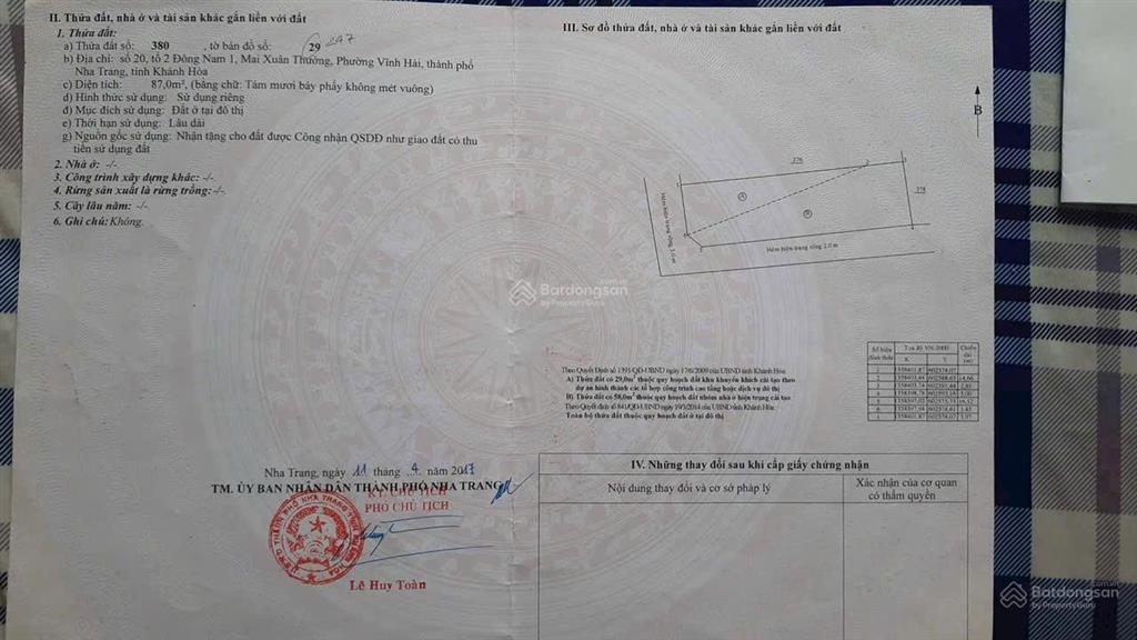 Bán đất (87 m2, ngang 5m) góc 2 mặt hẻm cách đường mai xuân thưởng chỉ 1 căn nhà. giá 5 tỷ