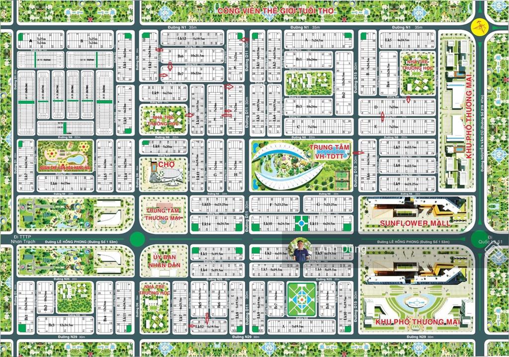 Bán lô đất liền kề shophouse sunflower mặt tiền, dt 147m2 kinh doanh hiếm trục lê hồng phong 53m