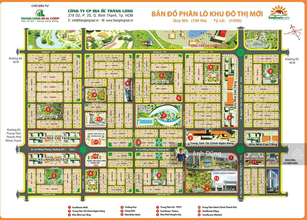 Sunflower city nhơn trạch đất nền trung tâm chỉ từ 4 triệu/m², full thổ cư 100%, xây nhà ngay