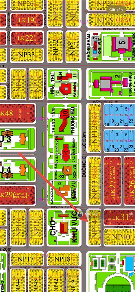 Xdhn nhà phố 14 92,5m đường 30m, đối diện chợ & tttm 1,5 tỷ