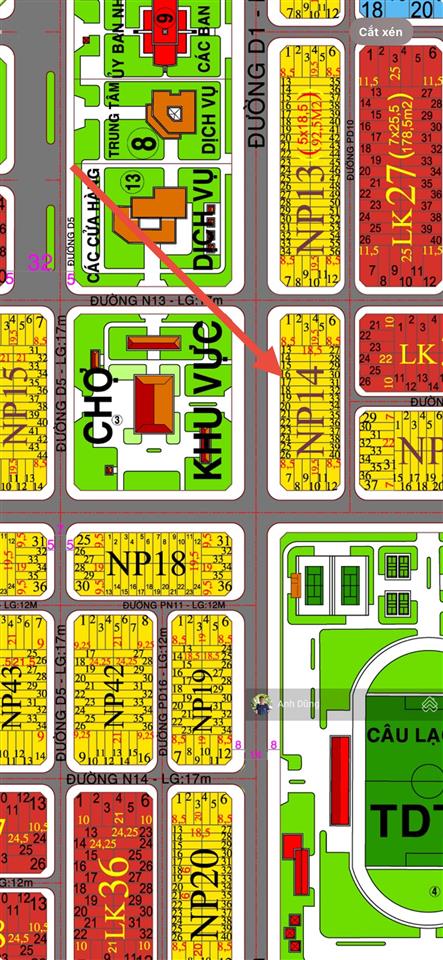 Xdhn nhà phố 14 92,5m đường 30m, đối diện chợ & tttm 1,5 tỷ