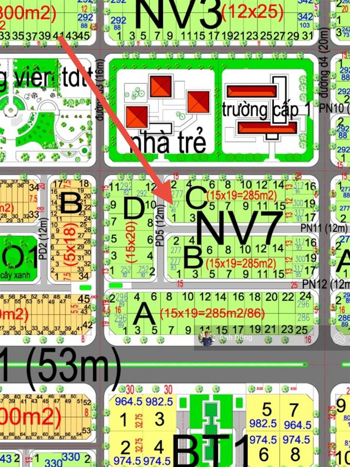 Bán đất hud nhóm 1 diện tích 277m2, góc 2 mặt đường 12m, giá 10,5 triệu/m2