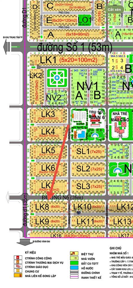 Bán đất liền kề hud nhóm 4, 6x20m, đường 26m, giá 2 tỷ 350 triệu
