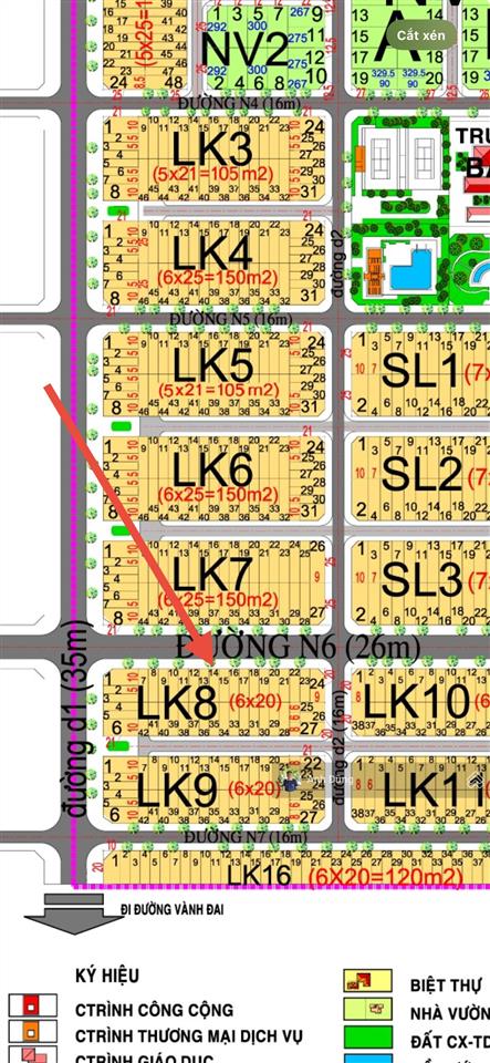 Bán đất liền kề hud nhóm 4, 6x20m, đường 26m, giá 2 tỷ 350 triệu
