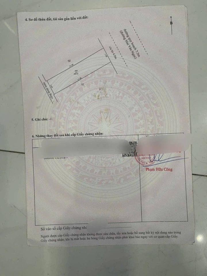 Bán đất đường MAI VĂN NGỌC (đường 7m5) gần đường lớn .DT 105m2 giá 4ty350 có bớt