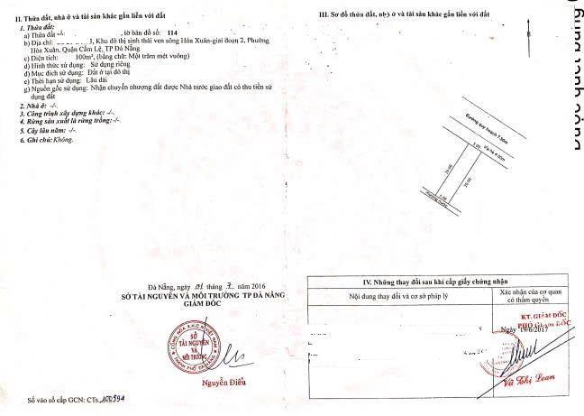 Bán lô MT đường DIỆP MINH CHÂU (đường 7m5) sát sông -Hòa Xuân. Giá tốt 5ty3 LH 0942992361