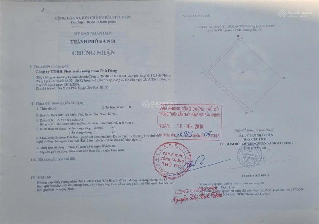 Cần nhượng lại 29.567m2 đất nền dự án dưỡng lão, sổ đỏ, đầy đủ giấy phép