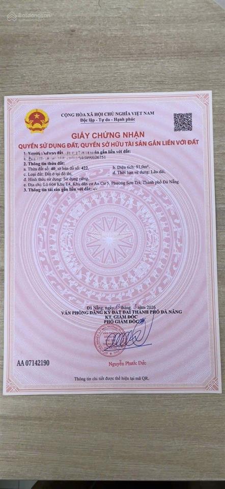 Bán lô đất sạch đẹp mặt tiền đinh đạt, dt 91m2 ngang 5m đường 7m5 giá tốt