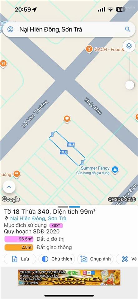 Bán mt hồ hán thương dt 100m2 ngang 5m đường 15m