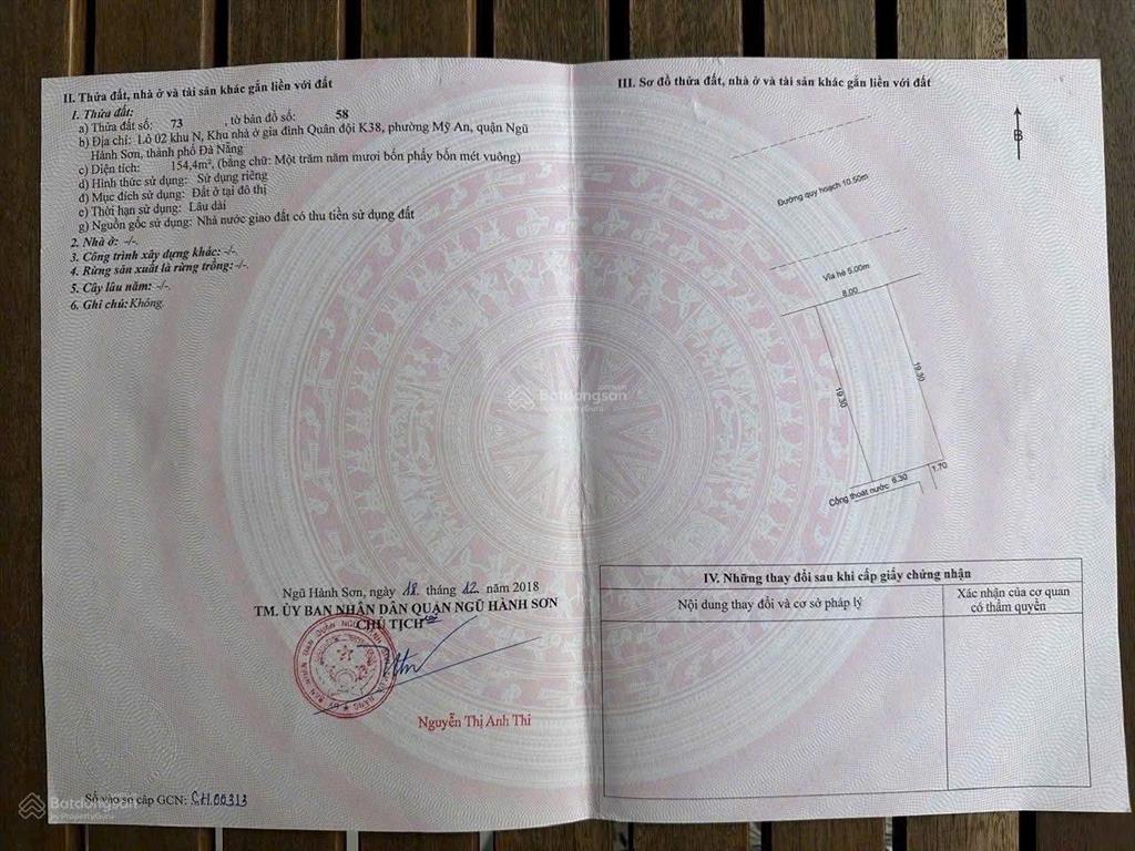 Bán lô đất mt đổ bá thông biển dt 154m ngang 8m