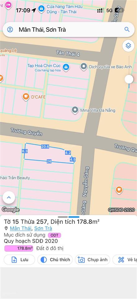Góc 2mt nguyễn sáng và trương quyền, dt 166m2 ngang 8m