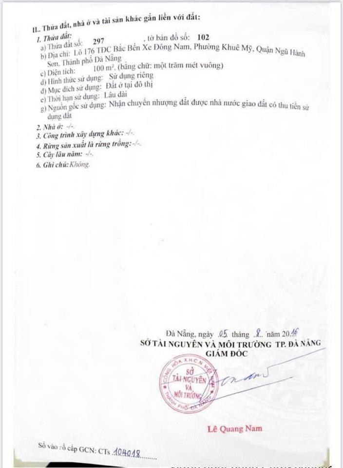 Bán cặp minh mạng dt 200m ngang 10m đường 10m5